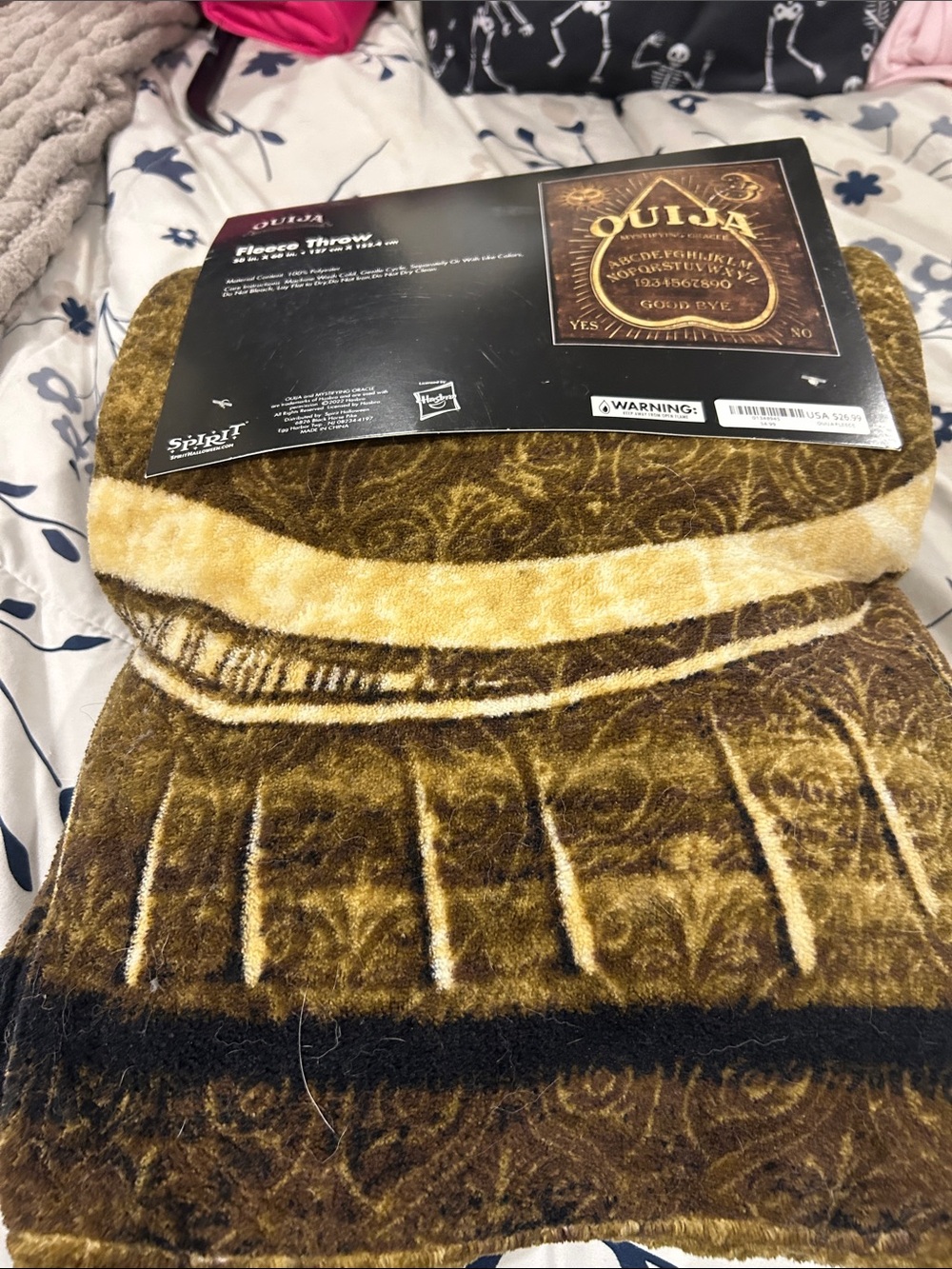 Spirit Ouija Fleece Throw Blanket - Gold, Brown